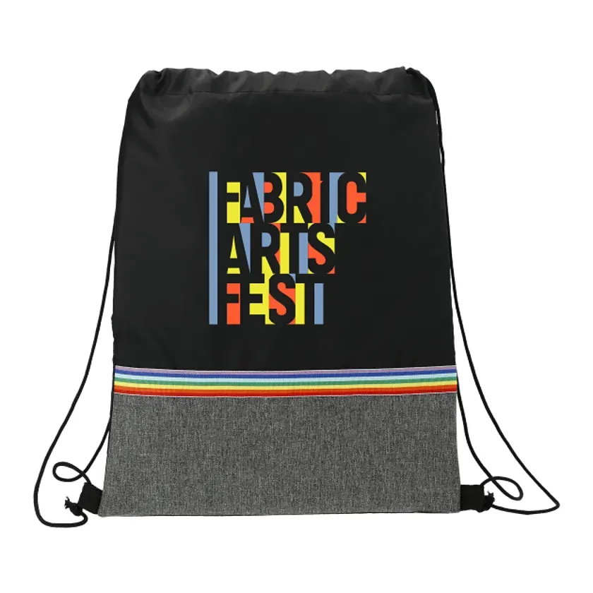 Custom Rainbow RPET Drawstring Bag - 100% Recycled Polyester