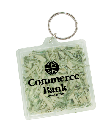 Rectangle Shaped Key Tag with Genuine US Currency Fill