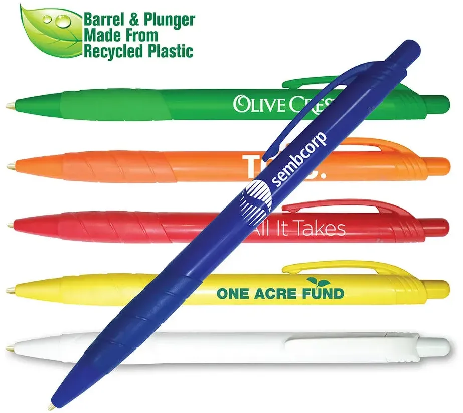 Eco-Grip Recycled Pen: Custom Logo Promotional Pen with ABS Barrel and Soft TPR Grip