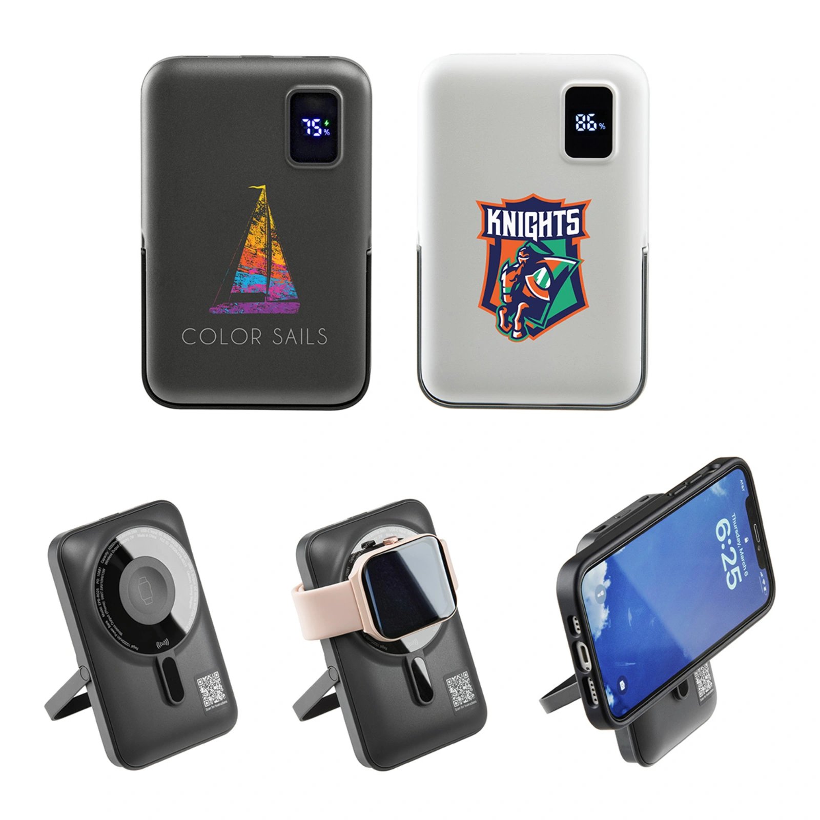 Regal 10000mAh 20W PD Power Bank w/15W Magnetic Wireless & Watch Charger w/ Phone Stand