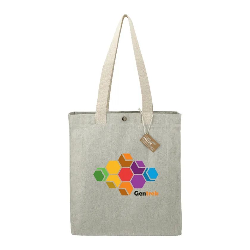 Custom Repose Recycled Cotton Box Tote w/Snap - 10oz