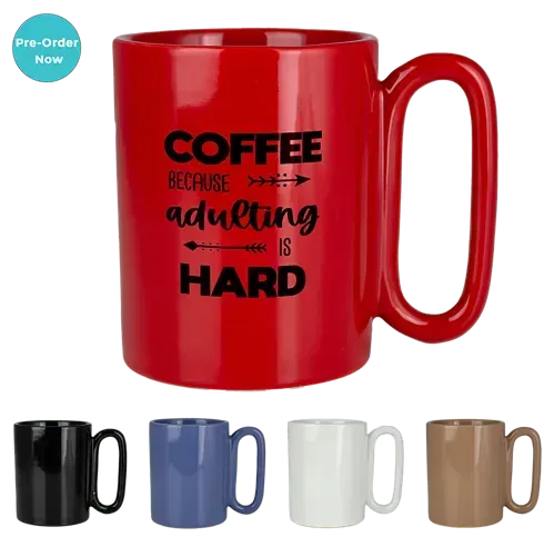 Retro 11 Oz Ceramic Mug With Large Handle