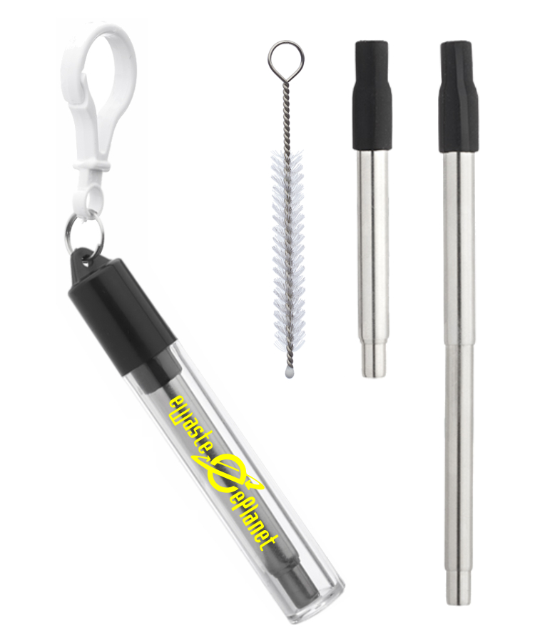 Reusable Folding Straw Set with Case and Cleaning Brush