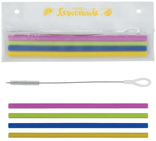 Promotional Reusable Silicone Straw Set