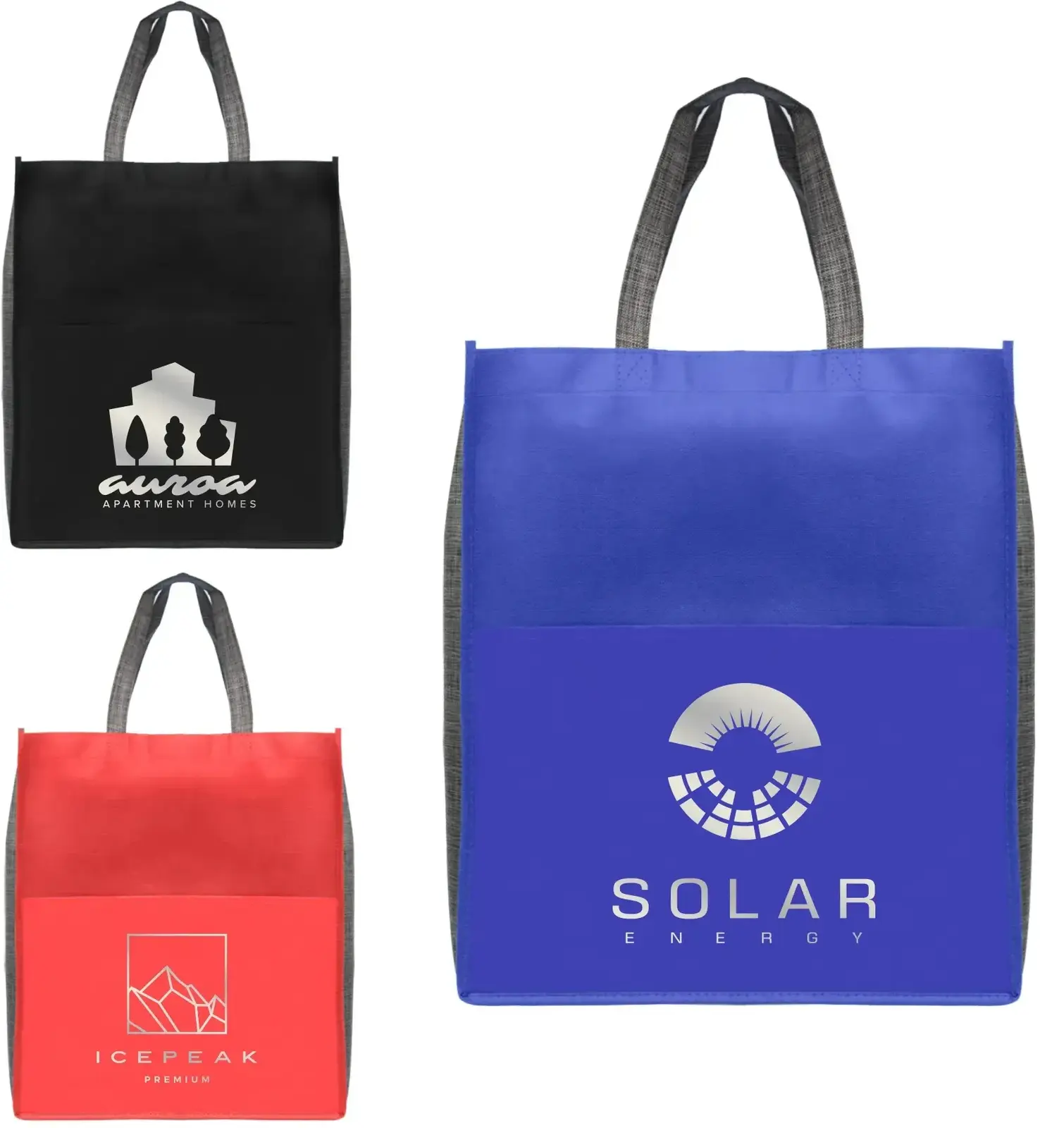 Non-Woven Tote Bag with 210D Pocket (Metallic imprint)