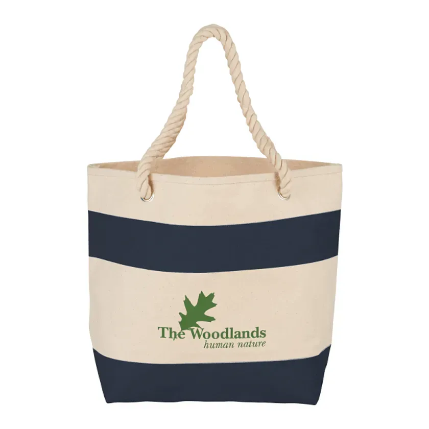 Custom Cotton Canvas Tote with Rope Handles - 16oz