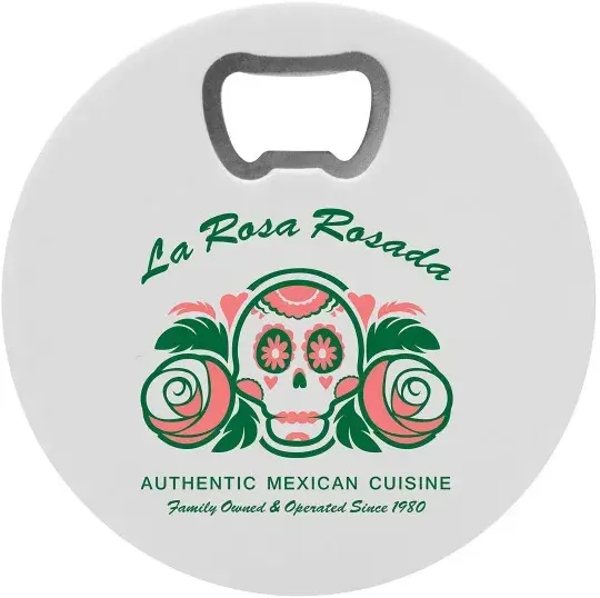 Custom Printed Round Bottle Opener Coaster