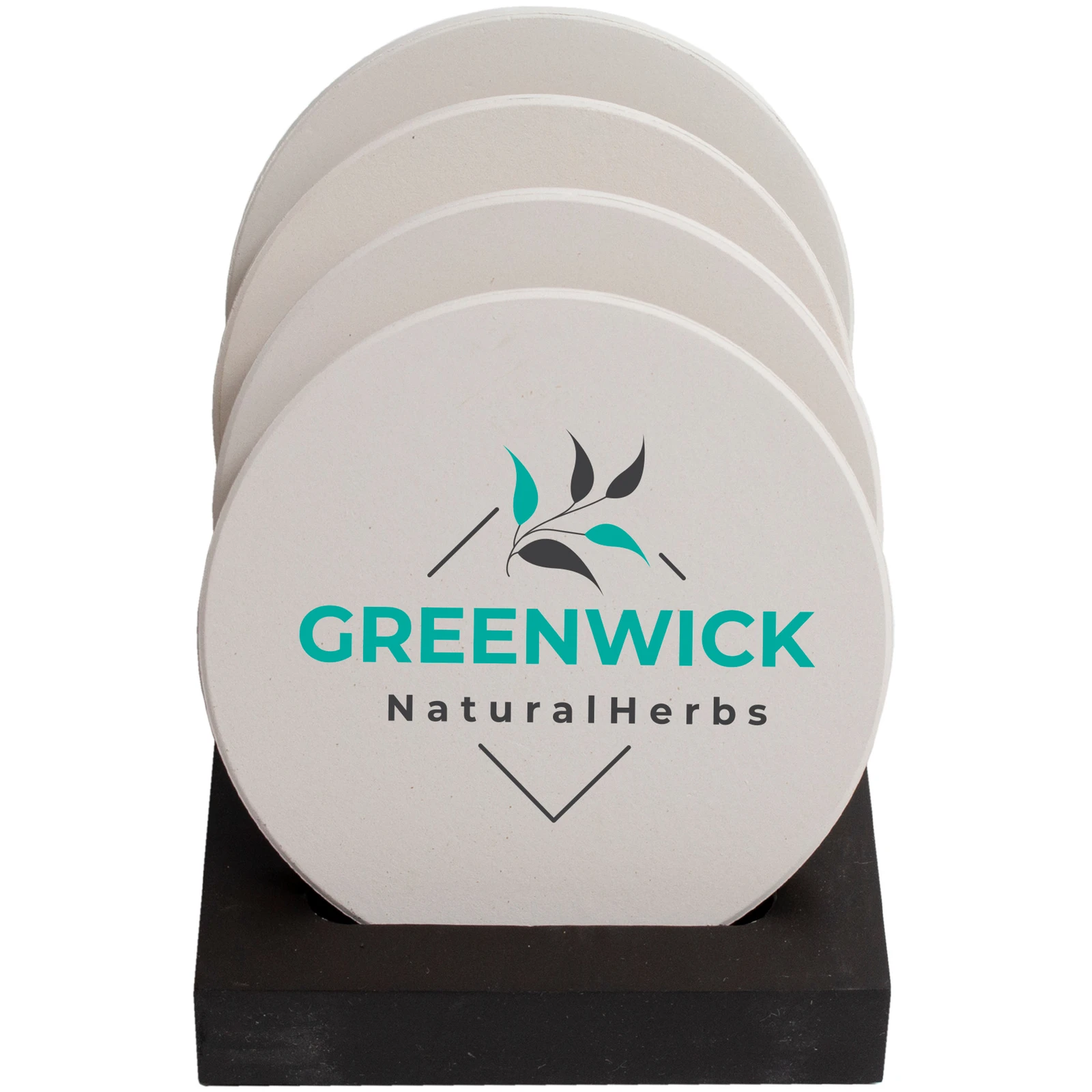 Round Ceramic Coaster: 4 Pc. Set with Stand