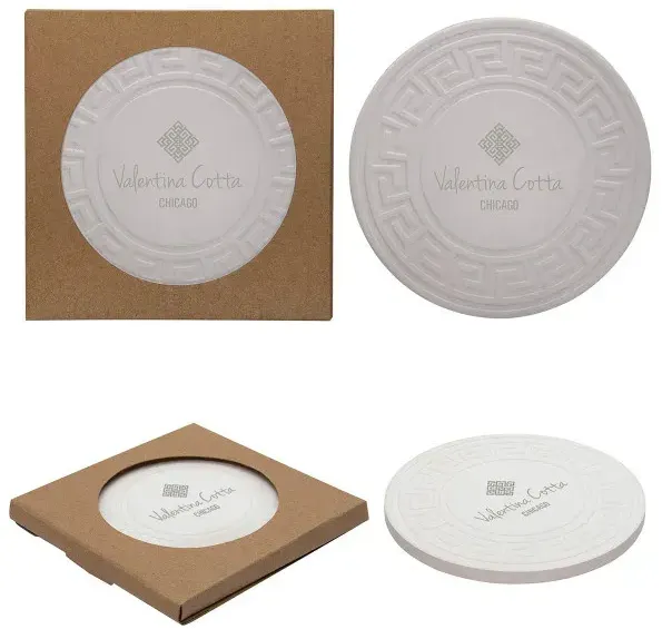 Round Greek Key Absorbent Stone Coaster