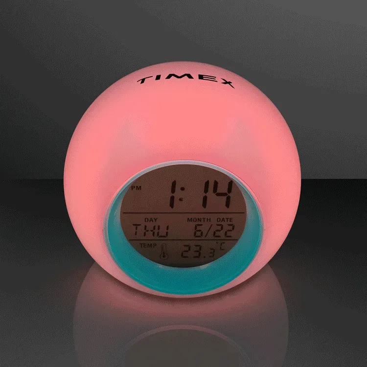 Round LED Clock 4", Glowing Lights + Alarm