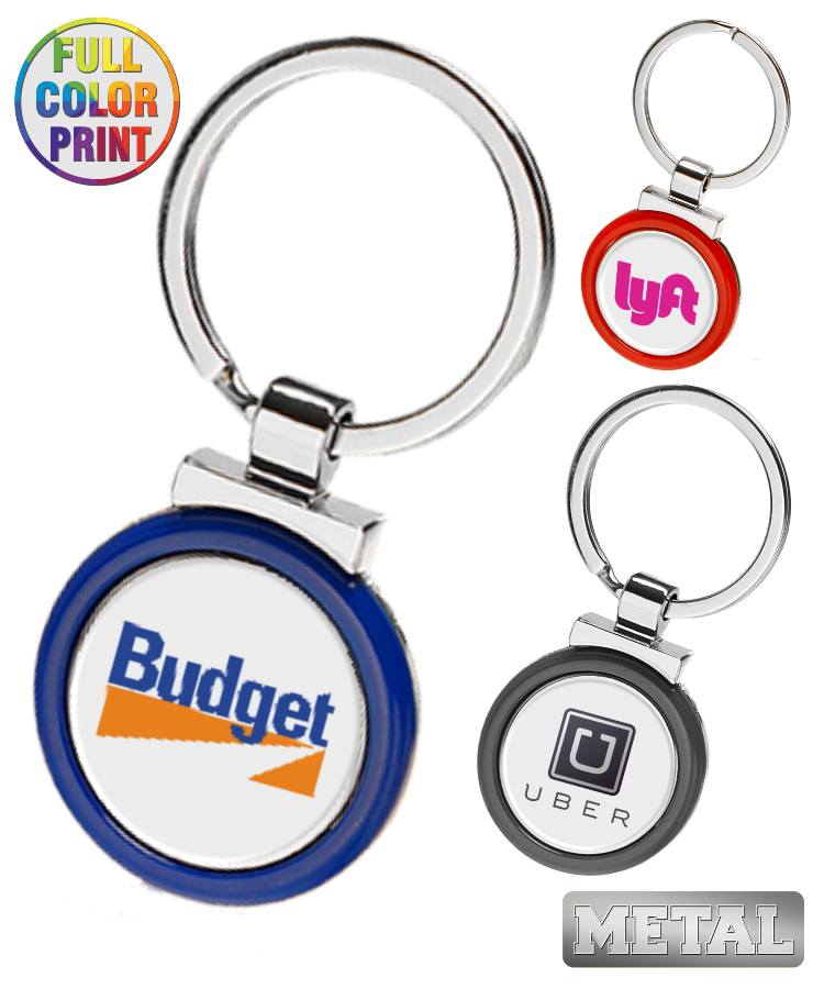 Round Metal Color Keychain with Full Color Dome Print