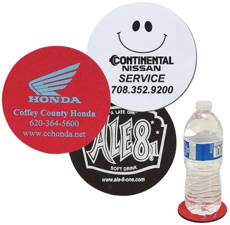 Personalized Logo Coasters - Round Soft Rubber & Jersey
