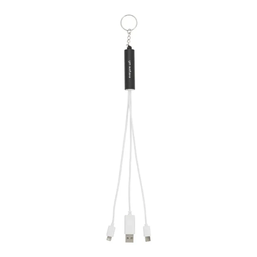 Branded Light Up Logo 5-in-1 Charging Cable with Keychain