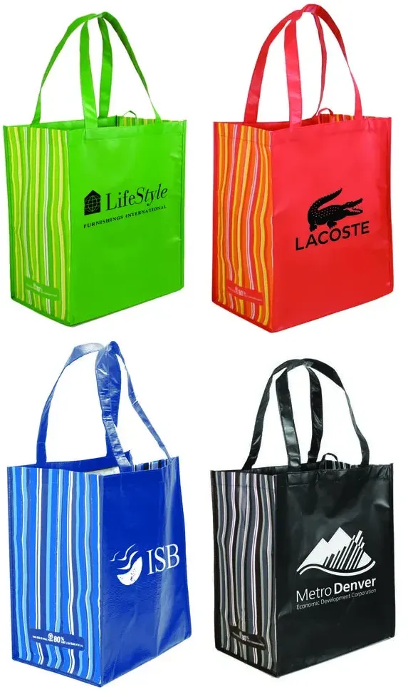 Recycled PET Striped Tote Bag with Custom Logo