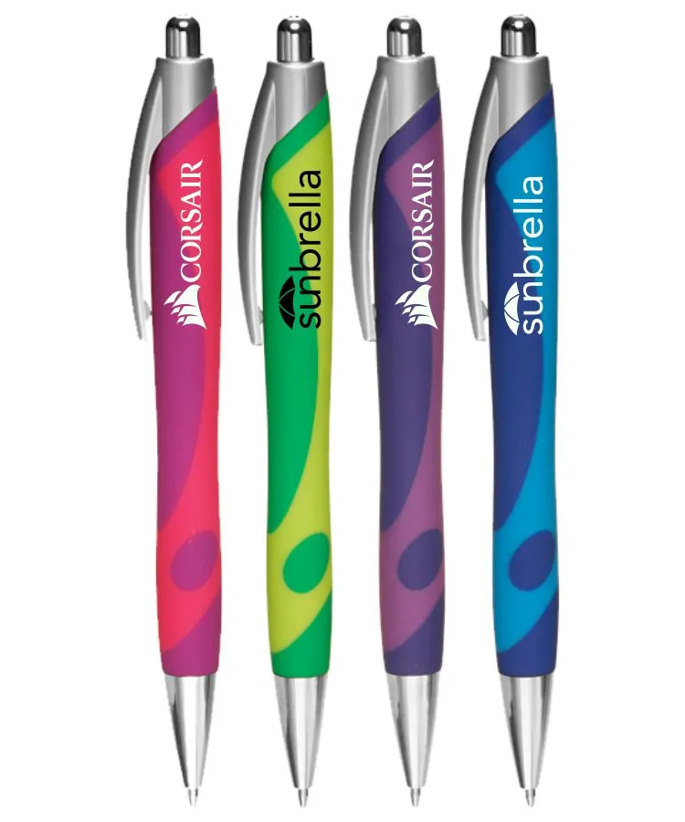 Rubber Finish Groovy Clicker Pen with Unique Design