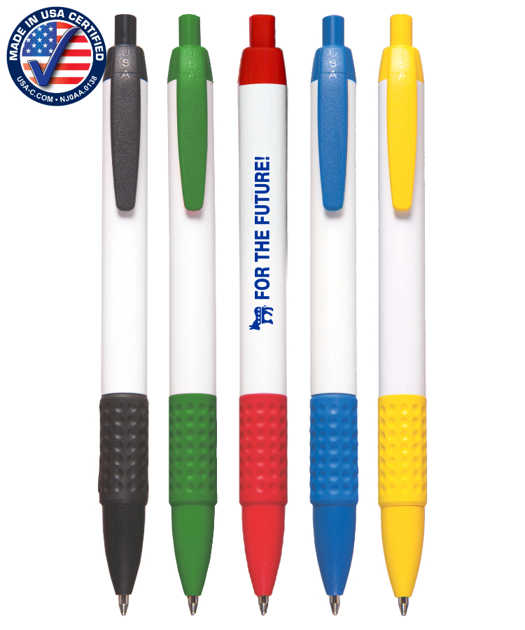 Rubber Grip Click Pen with Colored Trim