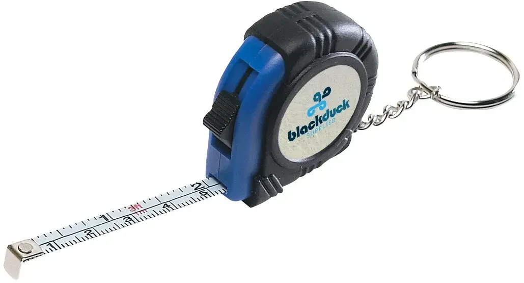 Rubber Tape Measure Key Tag With Laminated Label