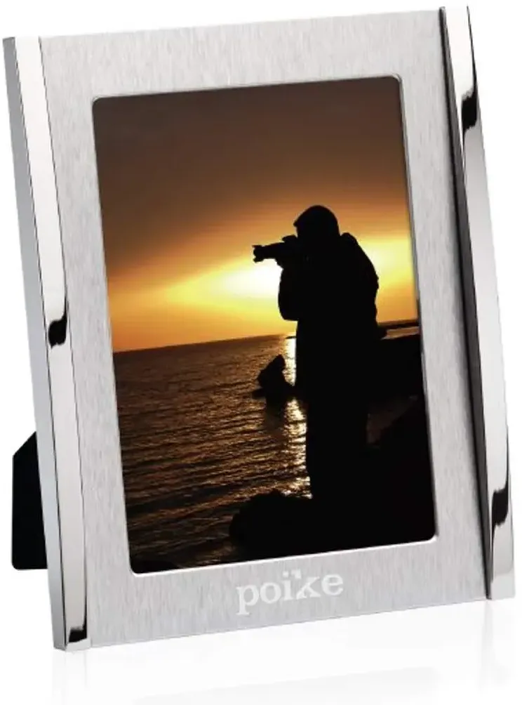 Custom Engraved Brushed Aluminum & Chrome Photo Frame - 3 Sizes