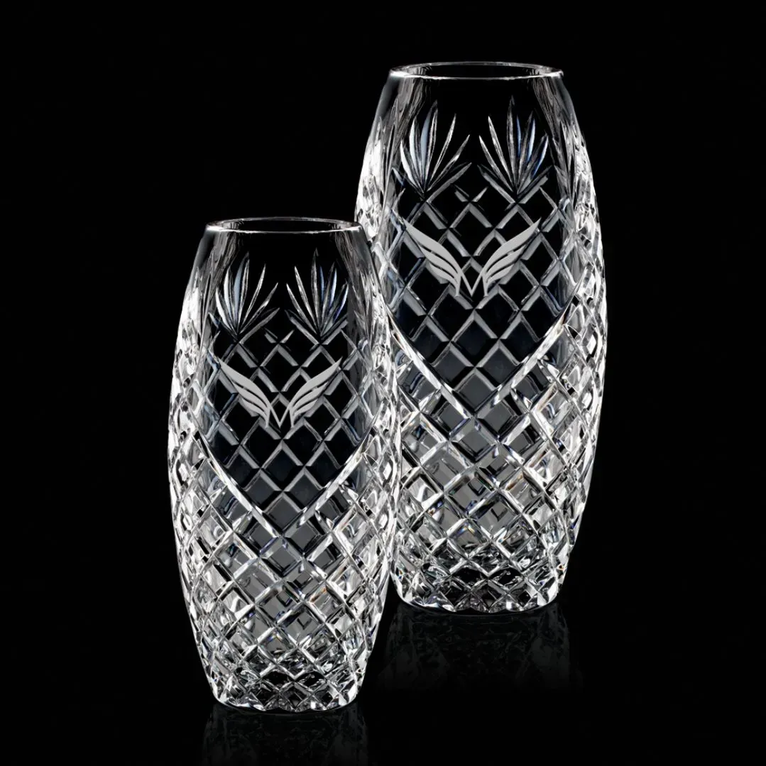 Custom Engraved Crystal Sanders Vase - Premium Company Gift