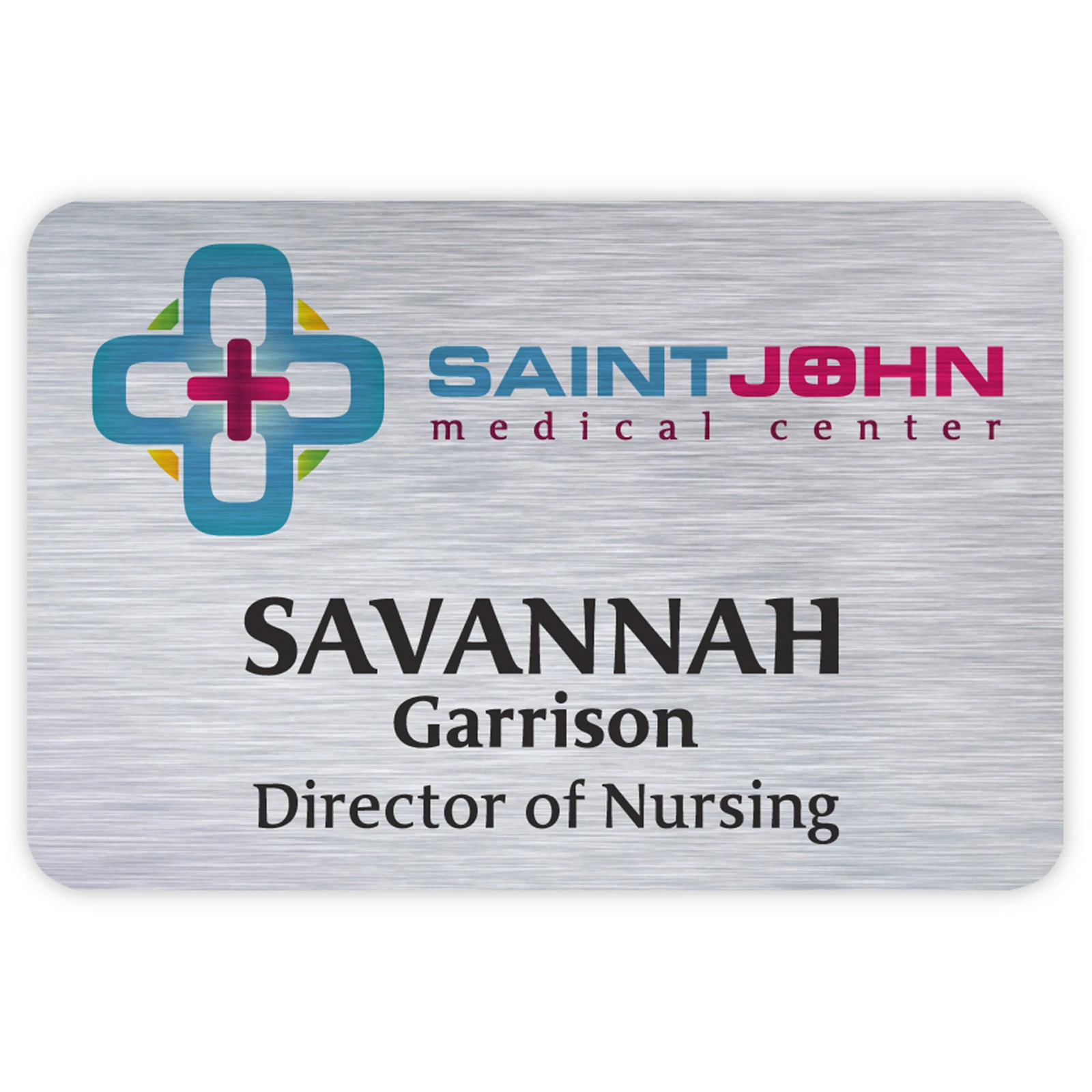 Savannah Custom Metal Name Badge (Custom sized between 6 and 9 sq. in.)