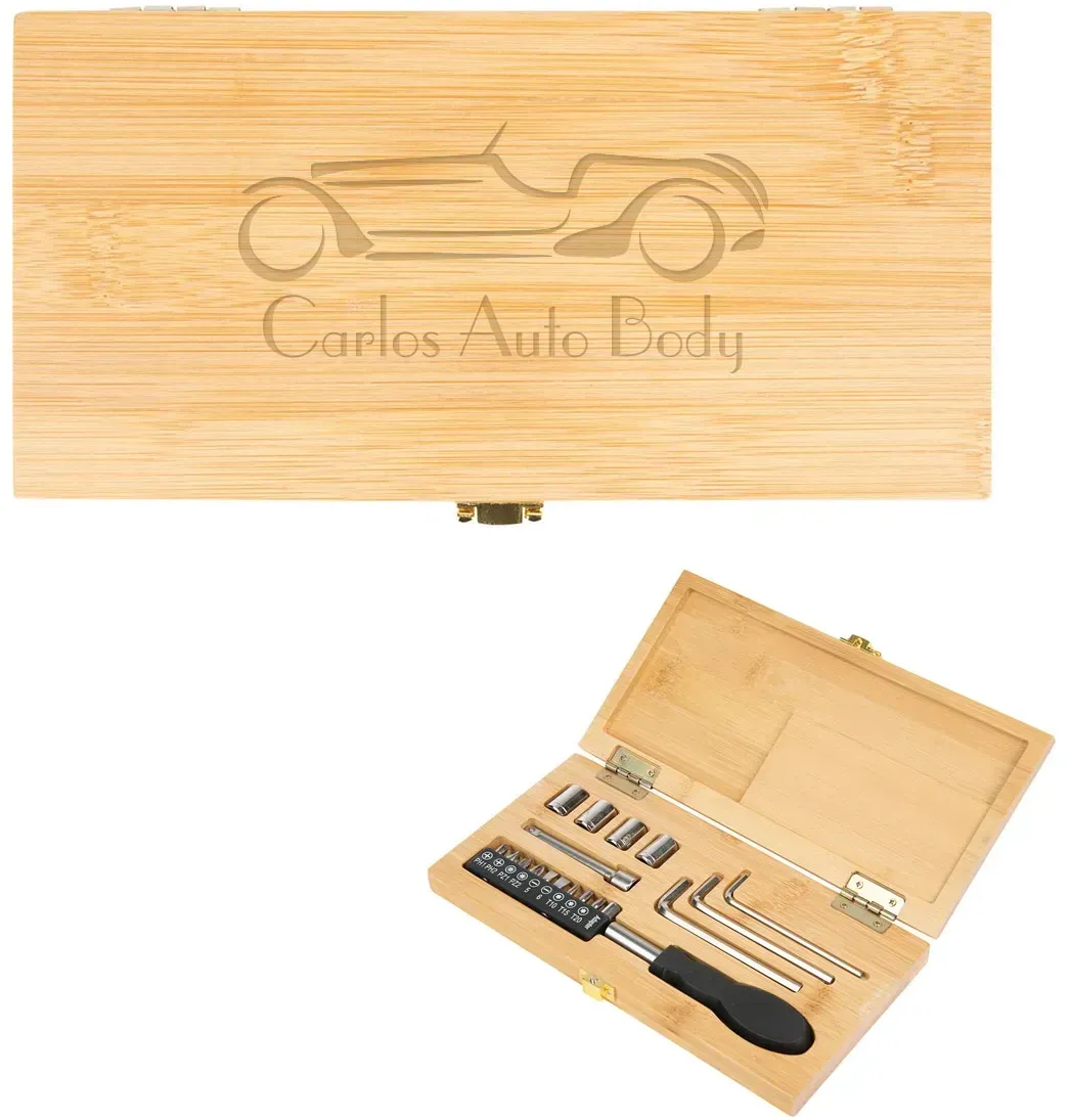 Screwdriver Kit In Bamboo Case