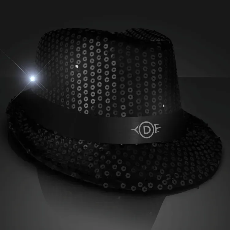 Sequin Black Flashing Fedoras with Black Bands