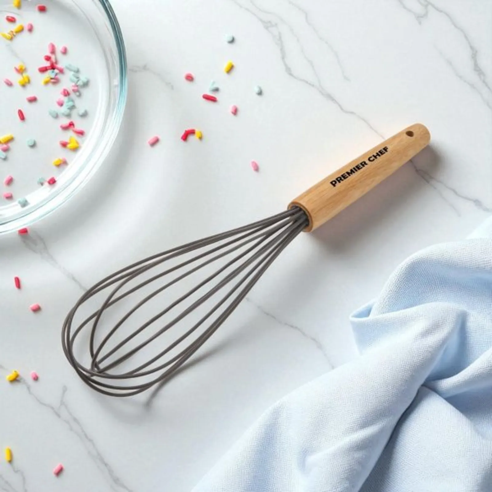 Customized Bamboo Handle Silicone Whisk