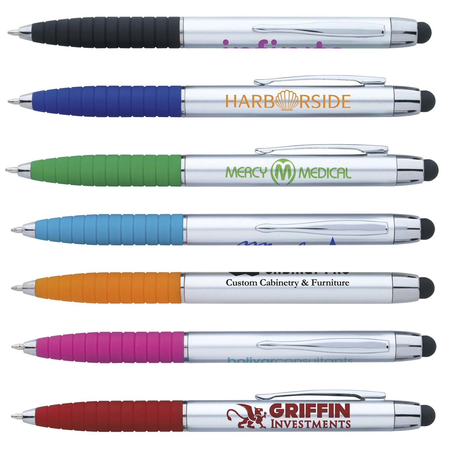 Custom Silver Cool Grip Stylus Pen