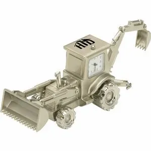 Logo Silver Metal Backhoe Clock