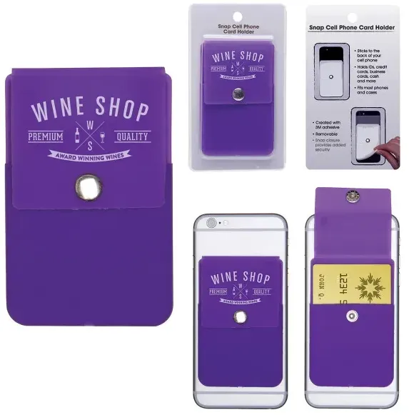 Snap Cell Phone Card Holder w/Packaging