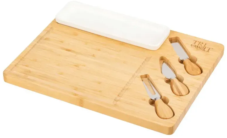 Custom Bamboo Cheese Board & Tray Knife Set