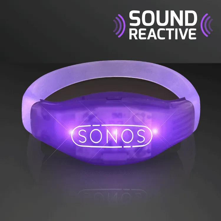 Sound Activated Light Up Purple LED Flashing Bracelets