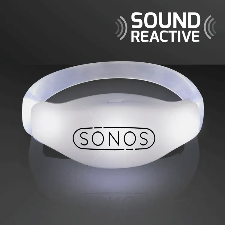 Sound Activated Light Up White LED Flashing Bracelets