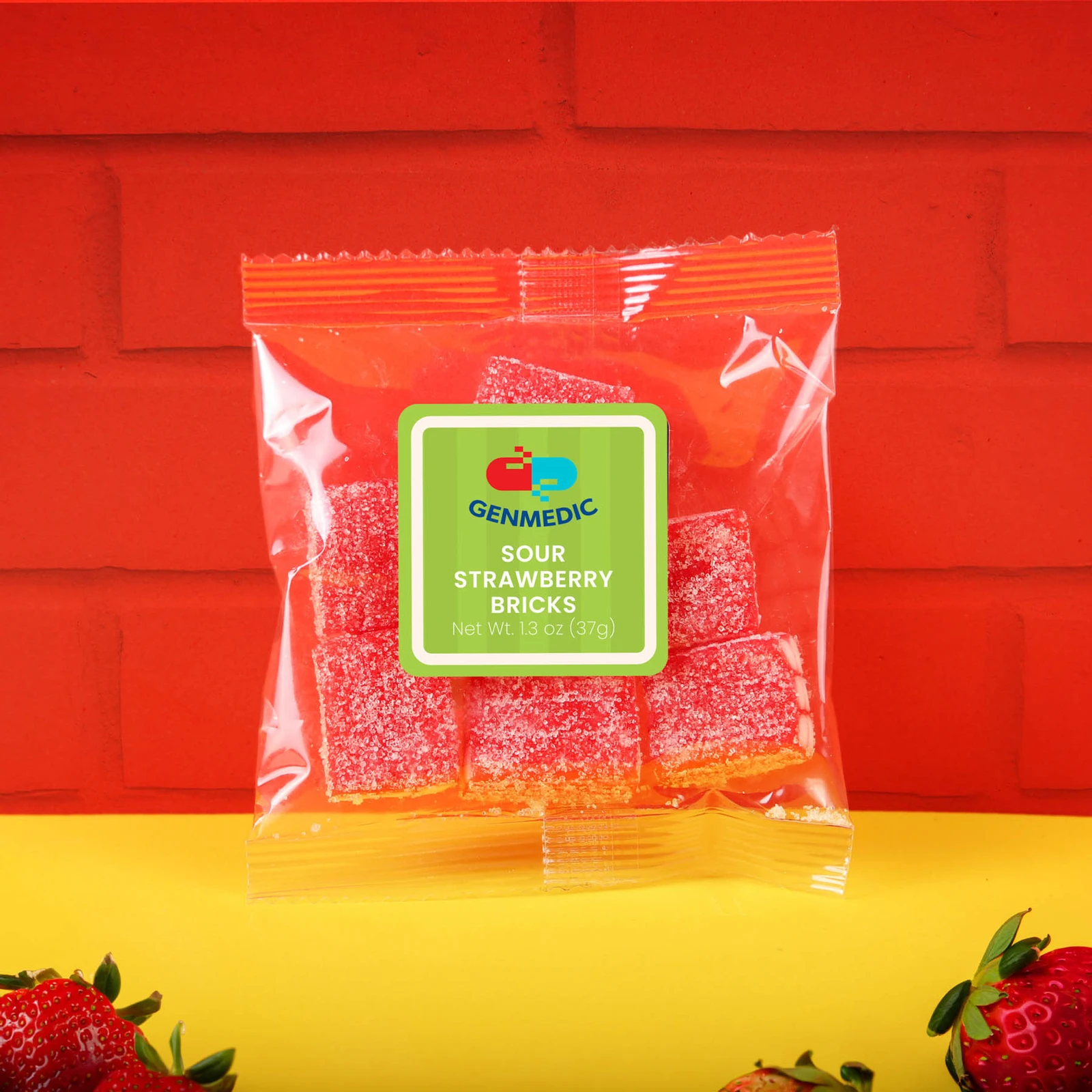 Sour Strawberry Bricks Branded Taster Packet 1.3 oz