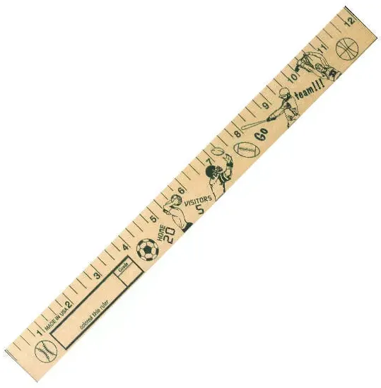 Custom Sports "U" Color Rulers - Natural Finish Promotional Products - PPI USA