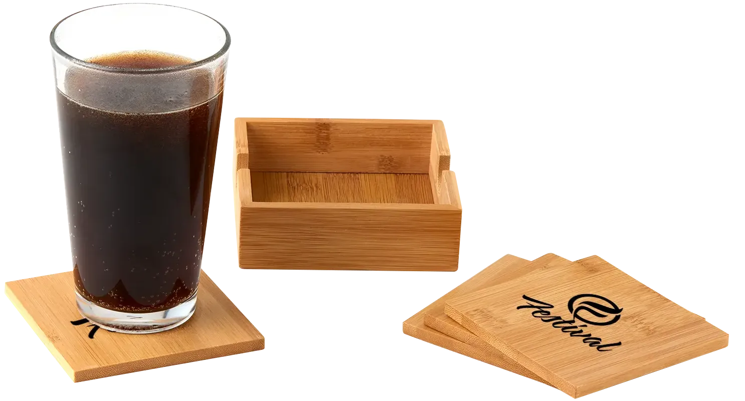 Custom Bamboo Coaster Set