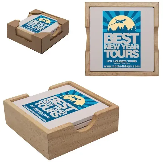 Imprinted Square Coaster Set