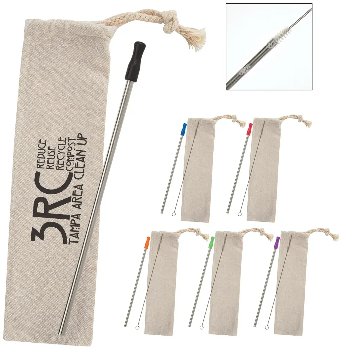 Stainless Straw Kit With Cotton Pouch