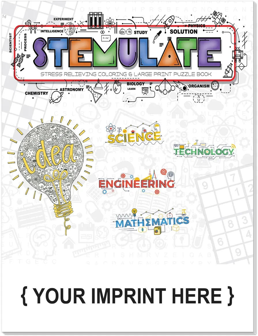 STEMulate - Adult Coloring and Large Print Puzzle Book Combo