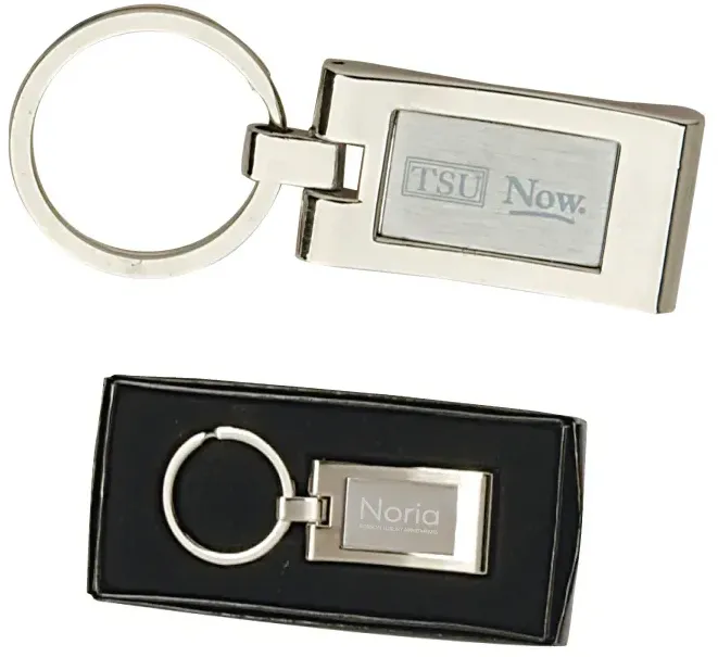 Personalized Silver Rectangle Keyring