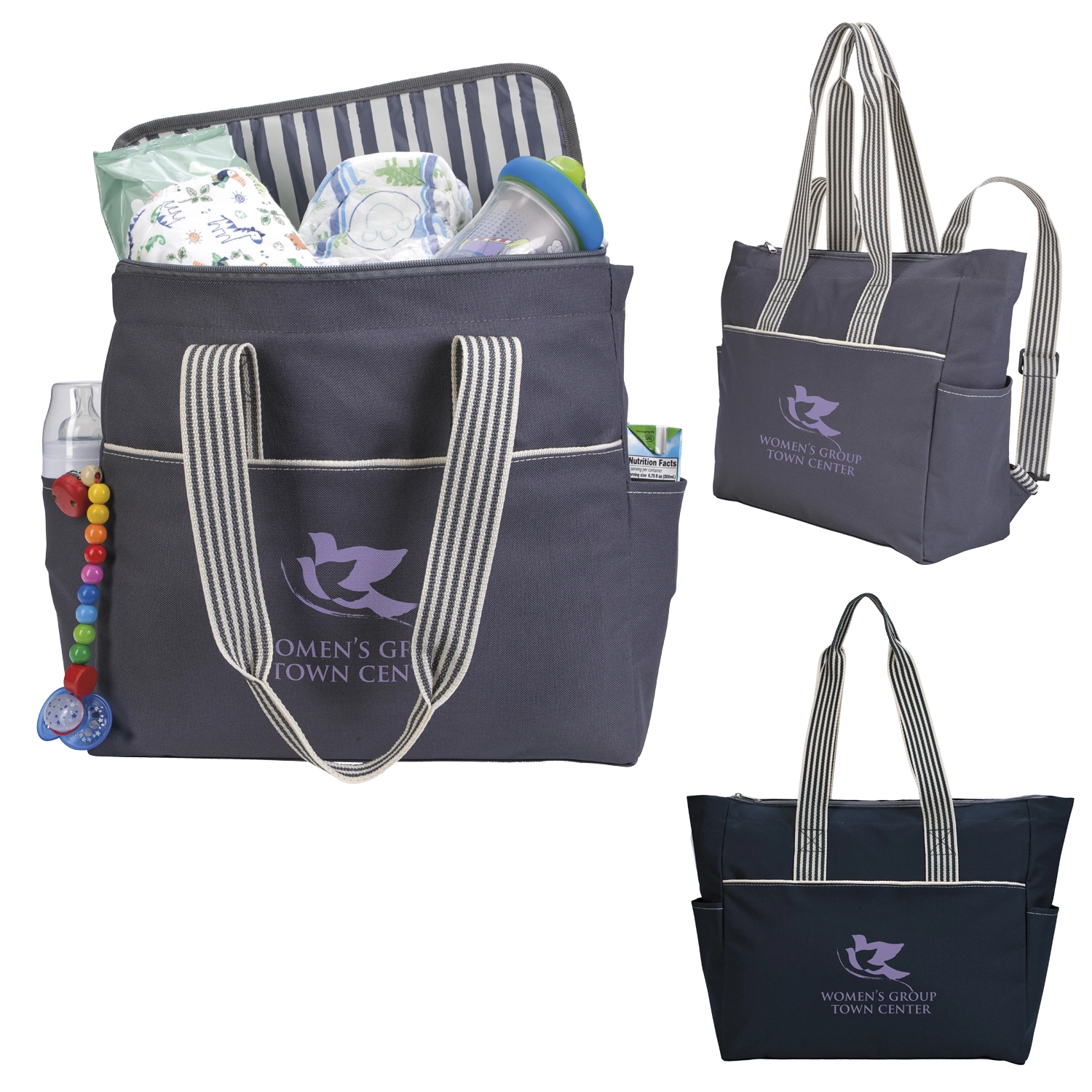 Custom Stripe Diaper Tote-Pack