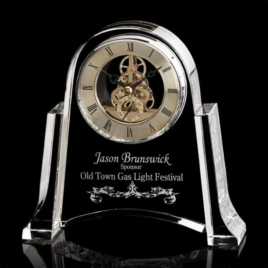 Custom Branded Optical Crystal Skeleton Clock