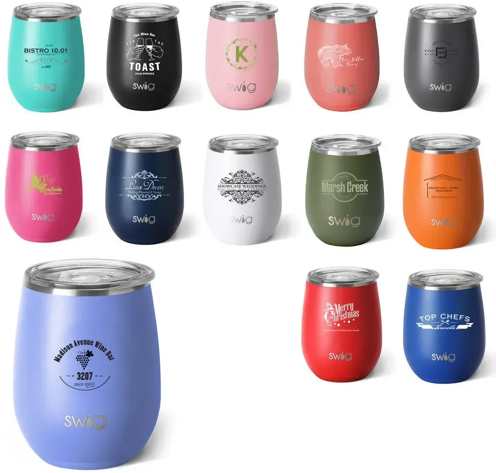 Swig 14 oz. Matte Stemless Wine Cup with Leak-Proof Lid - Premium Insulated Travel Tumbler