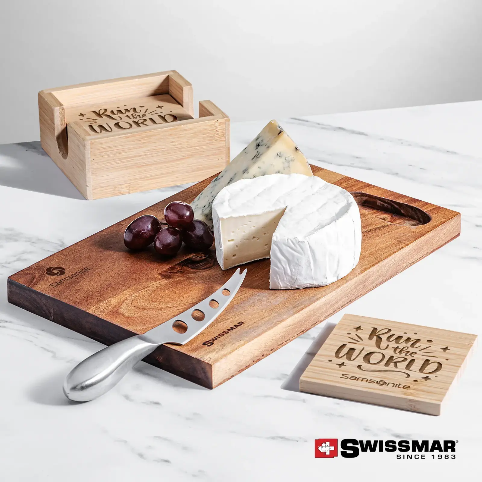 Swissmar® Acacia Board & Bamboo Coasters