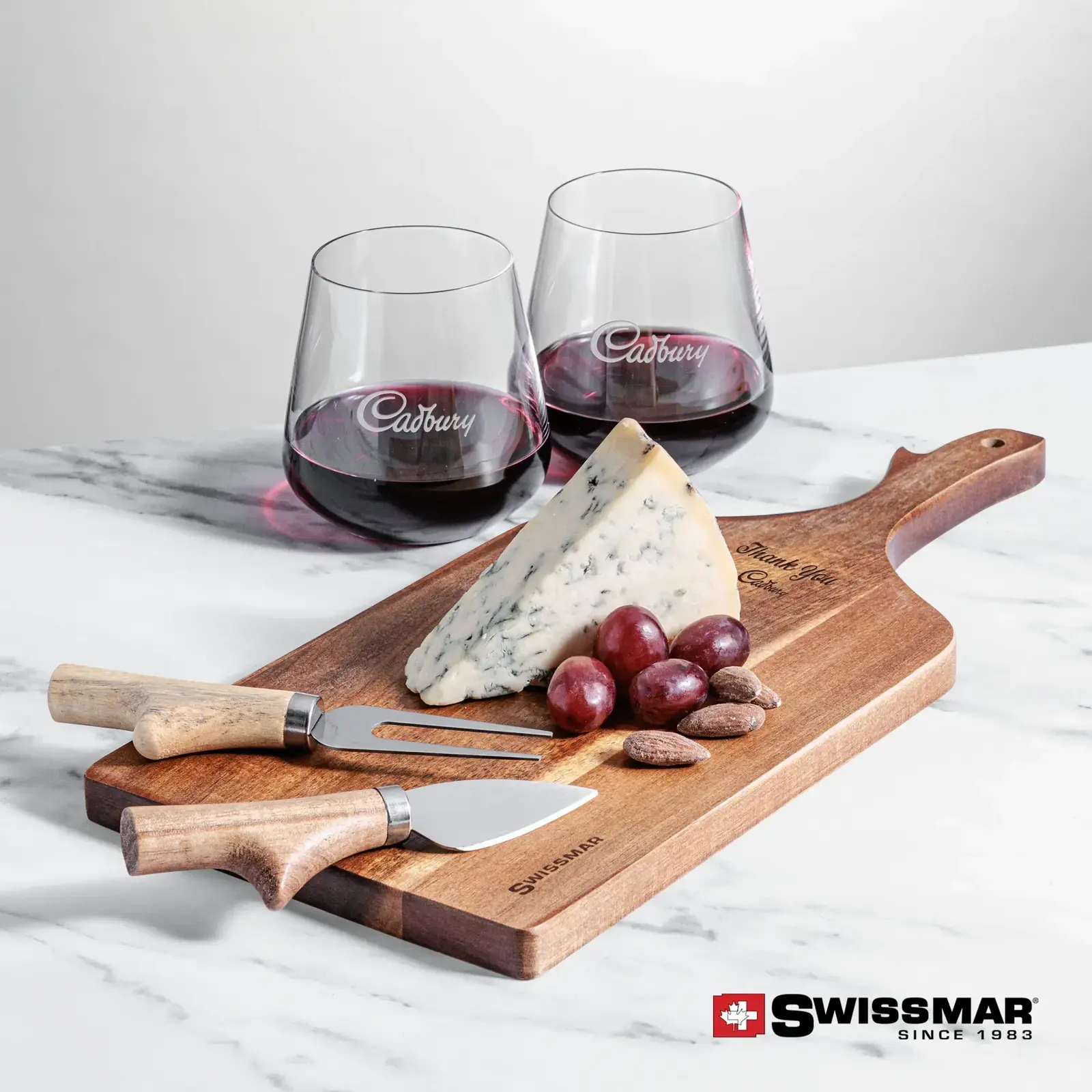 Swissmar® Paddle Board & 2 Breckland Stemless Wine