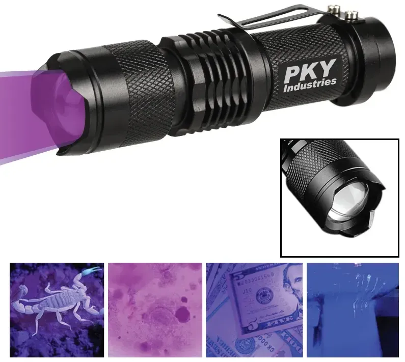 Custom Engraved Tactical Black UV LED Flashlight