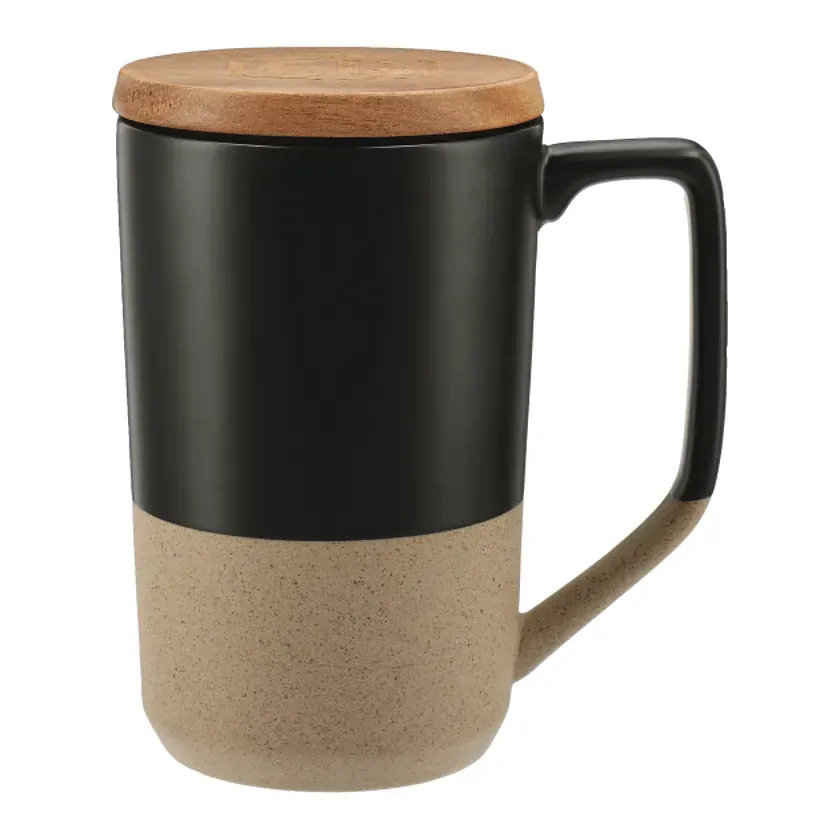 Tahoe Tea & Coffee Ceramic Mug with Wood Lid 16oz