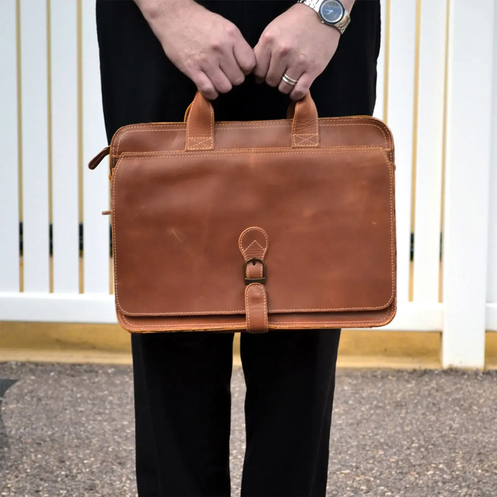 Texas Canyon Leather Briefcase