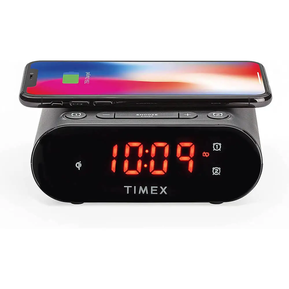 Timex Wireless Charging Dual Alarm Clock - Black