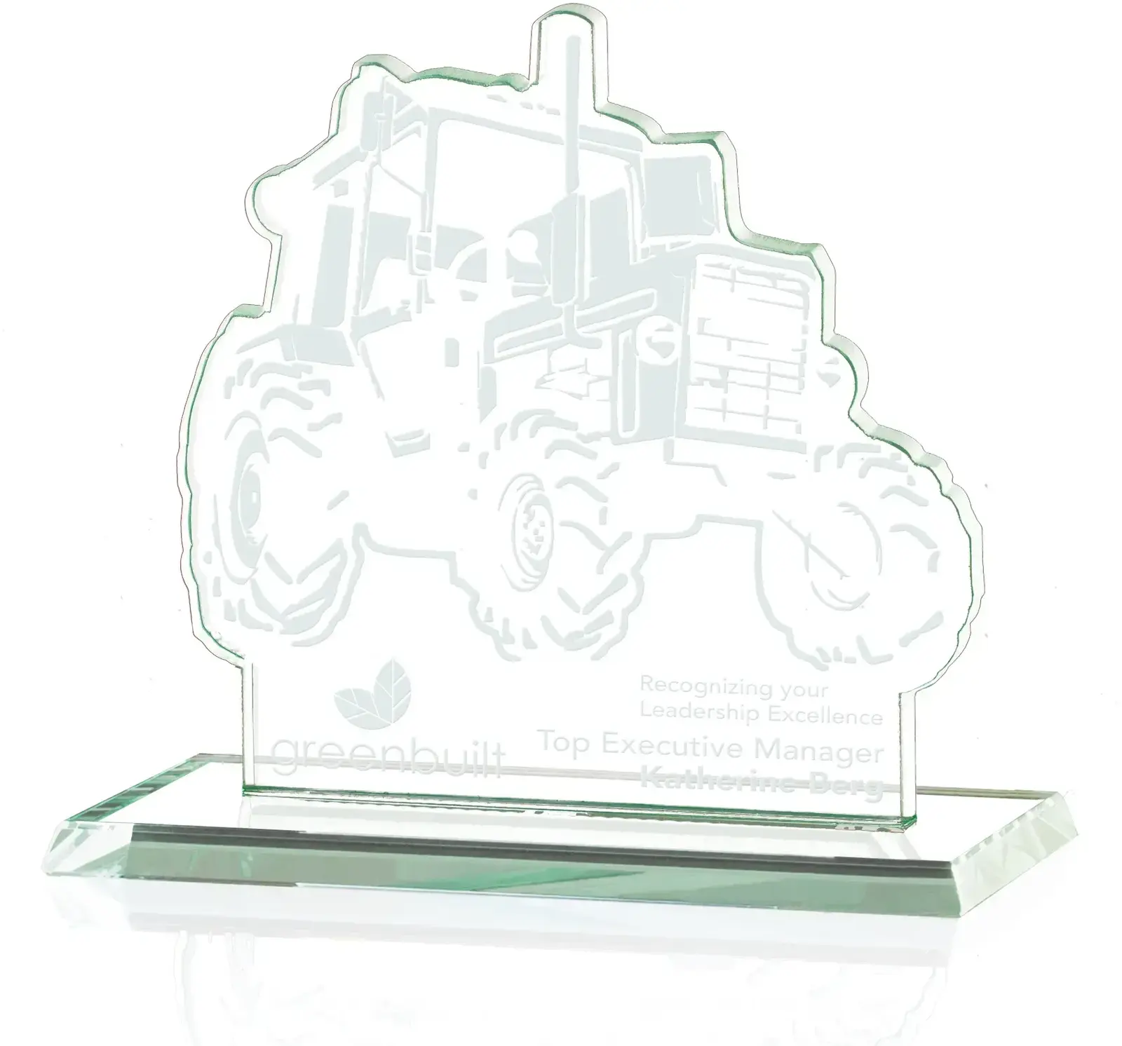 Custom Agricultural Tractor Jade Glass Award